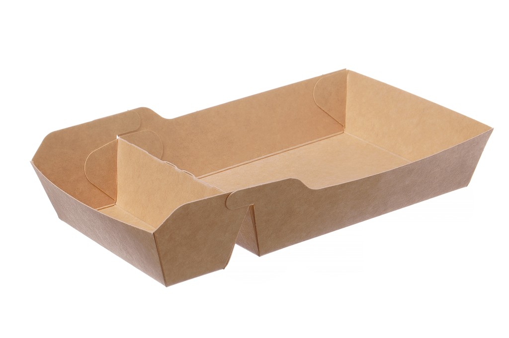 Snackschale A20, 2 geteilt 17,5 x 9,5 x 3,3 cm aus Kraftpapier