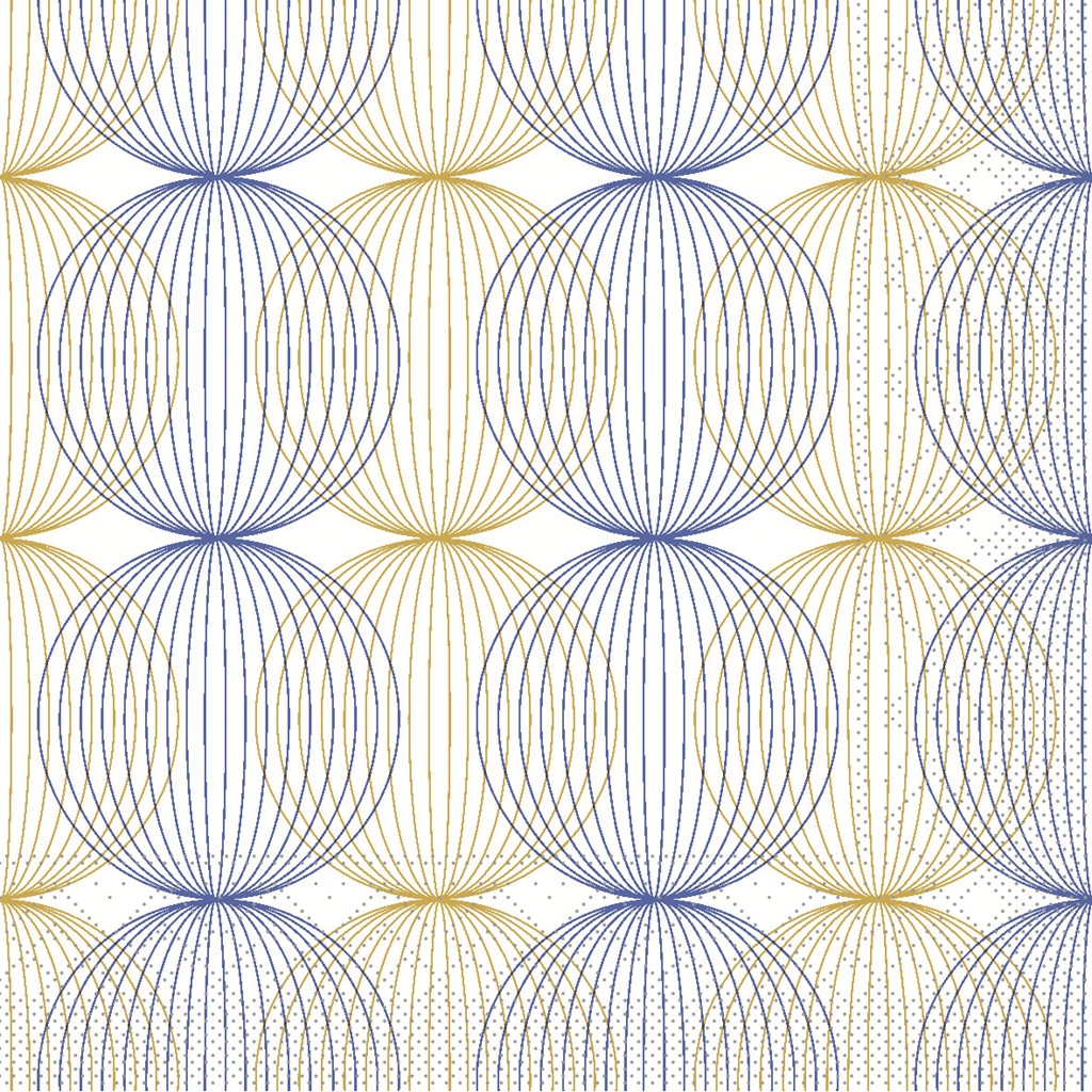 Tissue Serviette Ludo blau-gold 40 x 40 cm 1/4 Falz 3-lg.