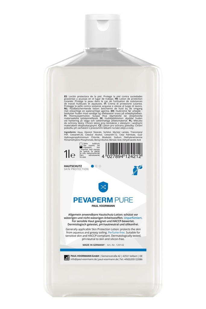 Hautschutz "Pevaperm Pur" 1L Hartflasche