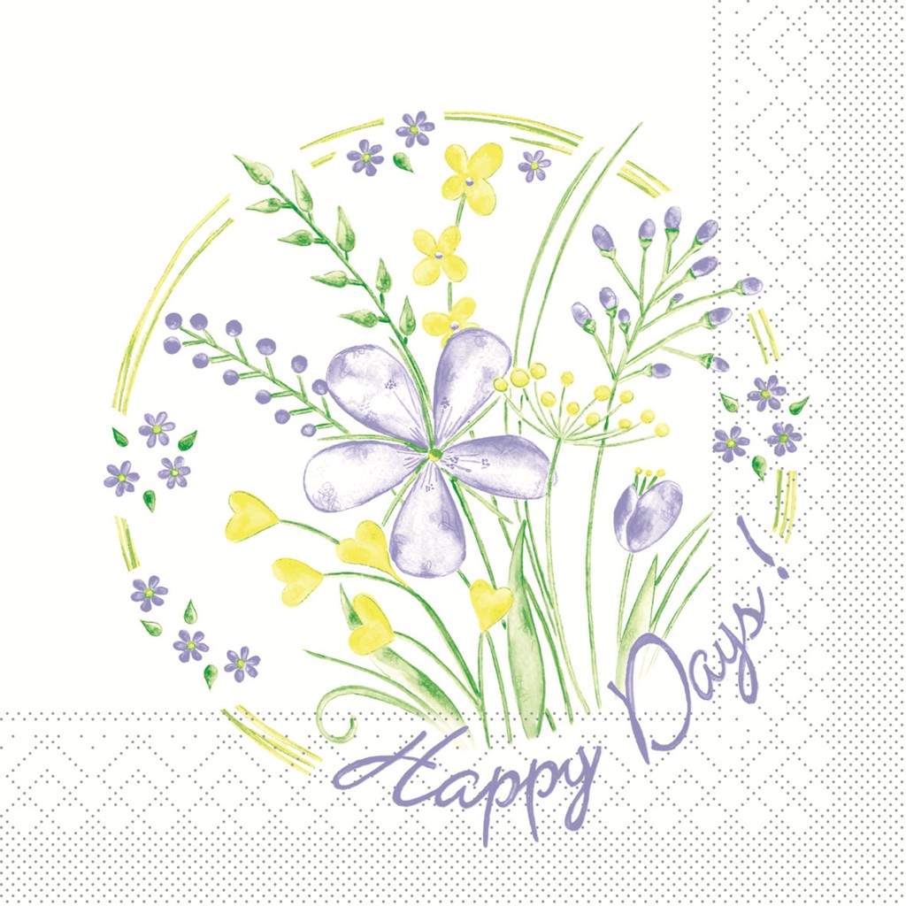 Tissue Serviette Happy Days 40 x 40 cm 1/4 Falz 3-lg