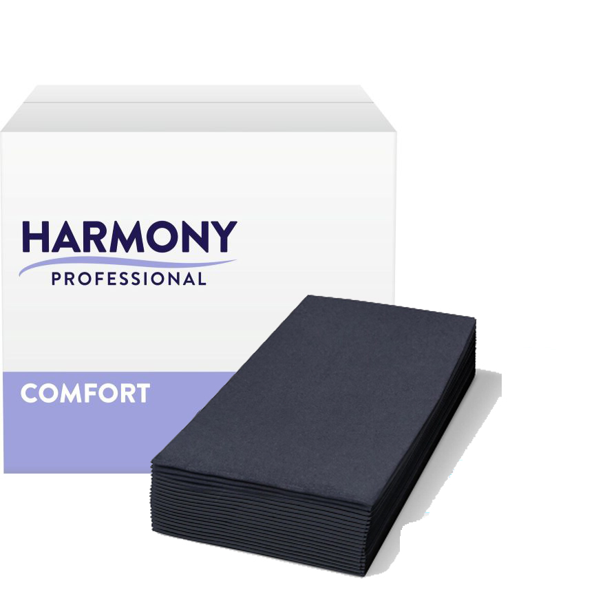 Servietten Harmony 3-lg schwarz 38x38cm 1/8 Falzung