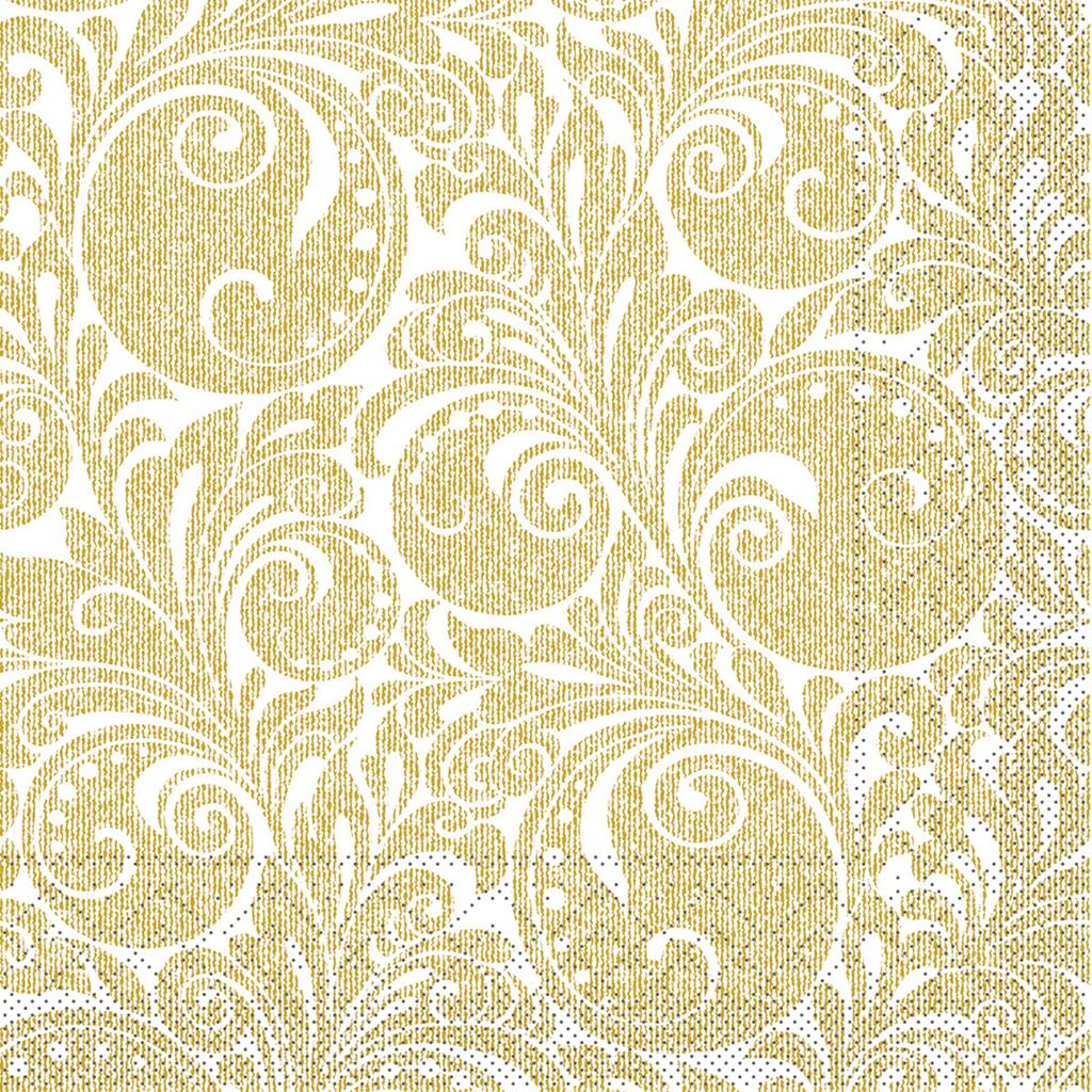Tissue 3-lg Serviette  Jordan weiss-gold 33 x 33 cm 1/4 Falz