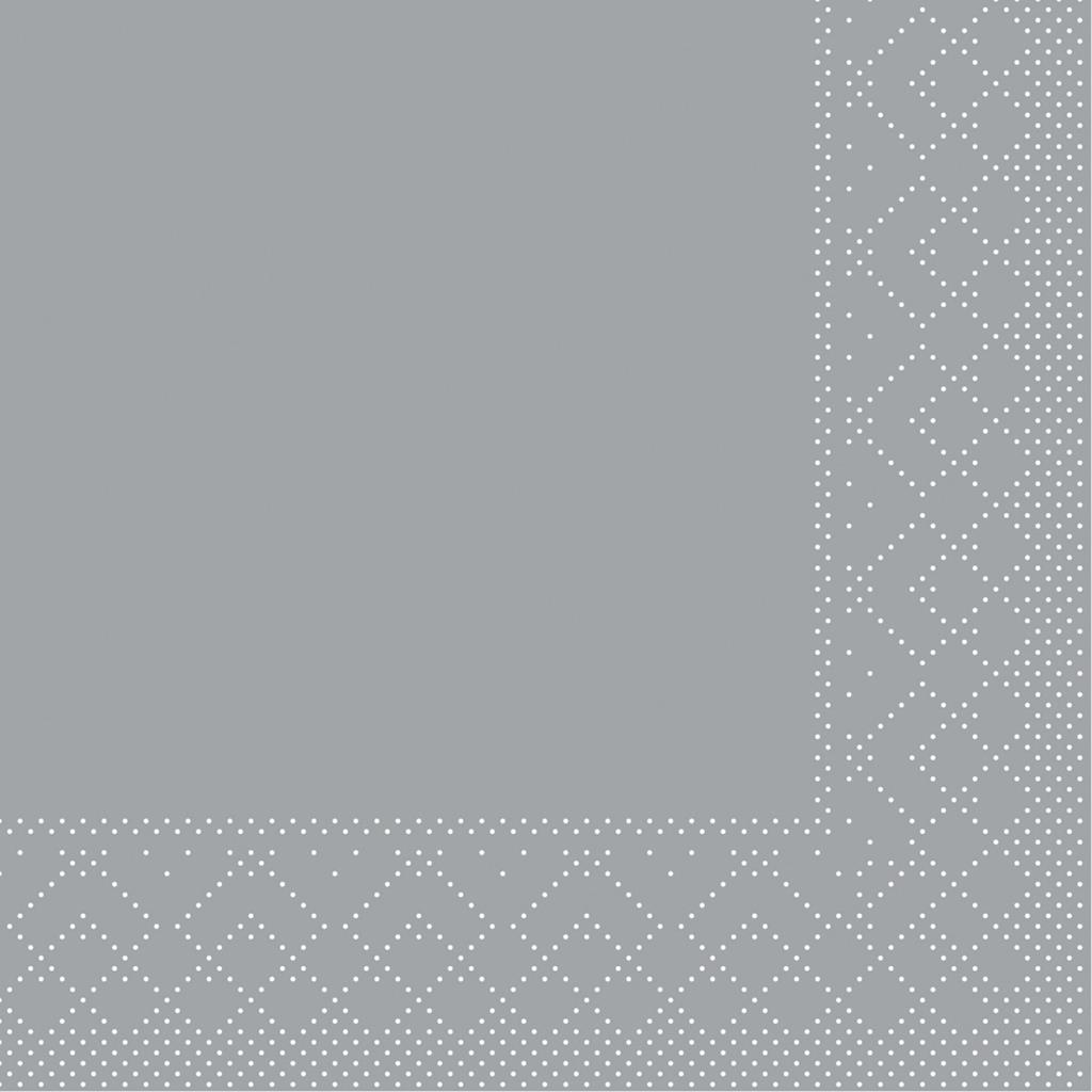 Tissue 3-lg Serviette Basic grau 24 x 24 cm 1/4 Falz