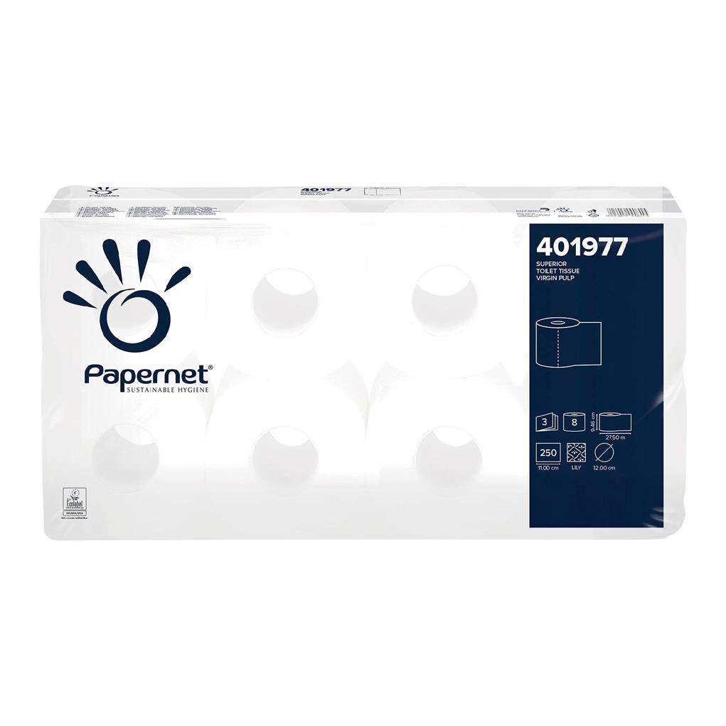Toilettenpapier "Papernet" 3.lagig 250B Zellstoff - Palette
