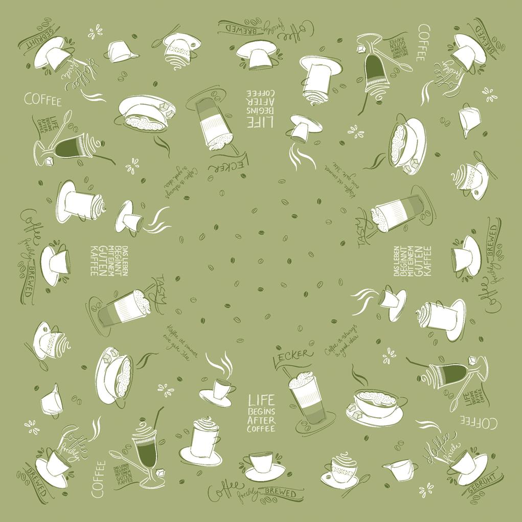 Linclass Tischdecke Tasty Coffee oliv 80 x 80 cm 1/8-Falz Linclass Tischdecke Tasty Coffee oliv 80 x 80 cm 1/8-Falz