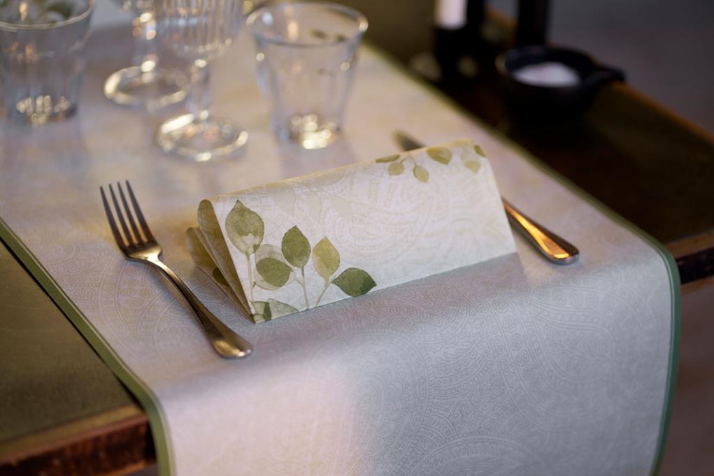 Bio Dunisoft Paisley leaves 40x40cm 1/4 Falzung