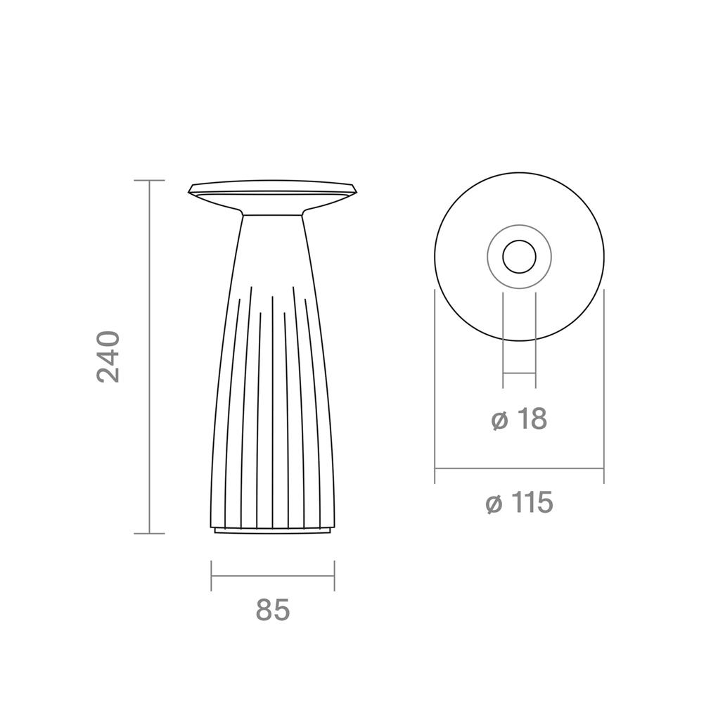 Akku-LED-Tischleuchte, NUFLAIR, 24,0 cm (H) 11,5 cm (D) weiß