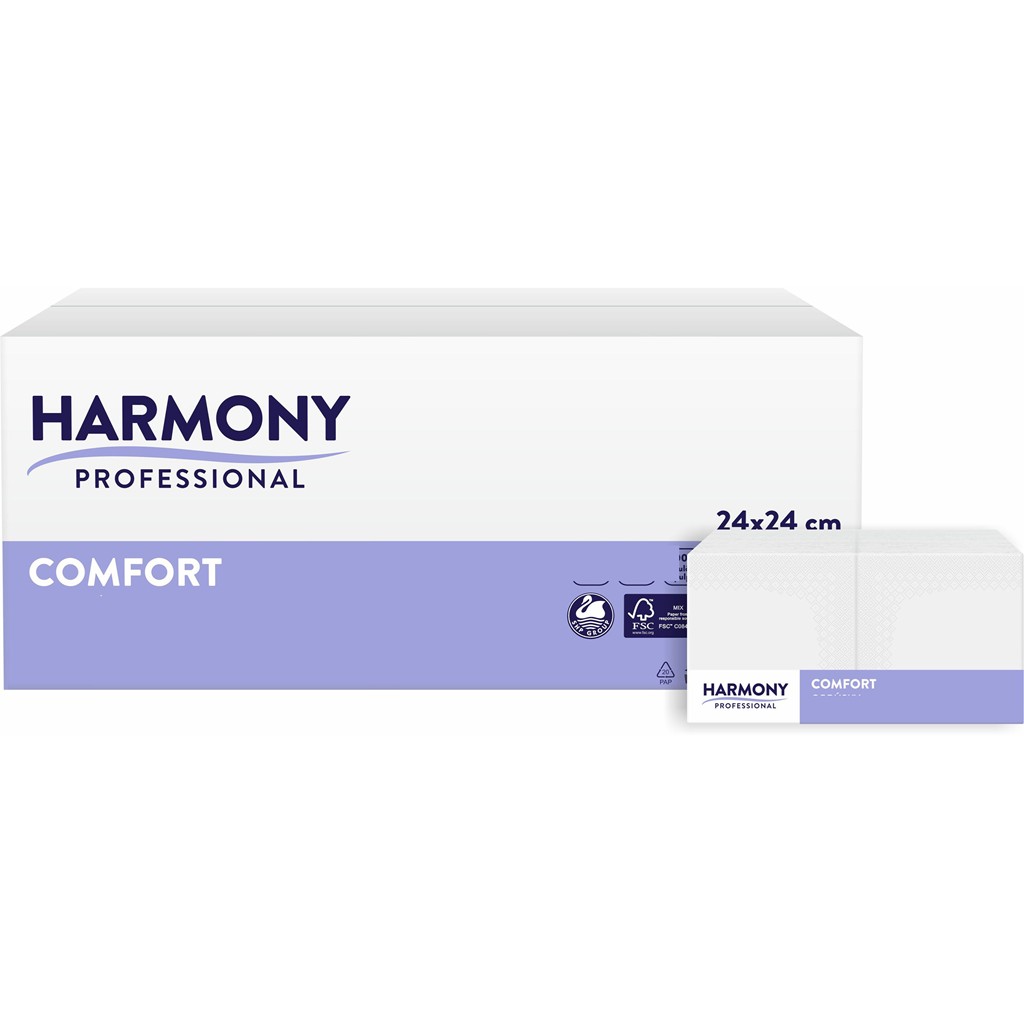 Servietten Harmony 2-lg weiß 24x24cm 1/4 Falzung
