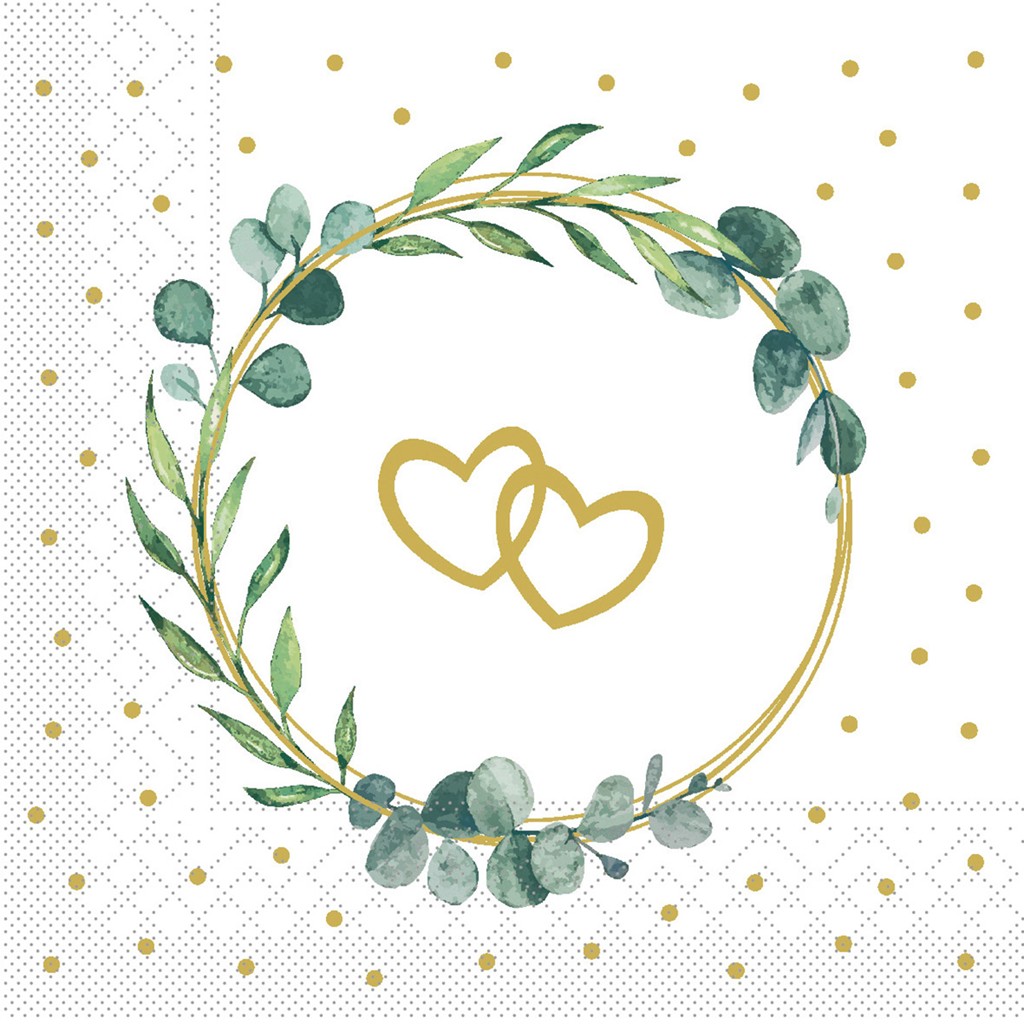 Linclass Serviette Eukalyptus-Herz 33 x 33 cm 1/4 Falz