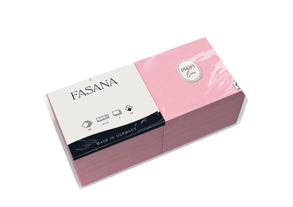 Servietten "Fasana" 3-lg. pink 33x33cm 1/4 Falzung