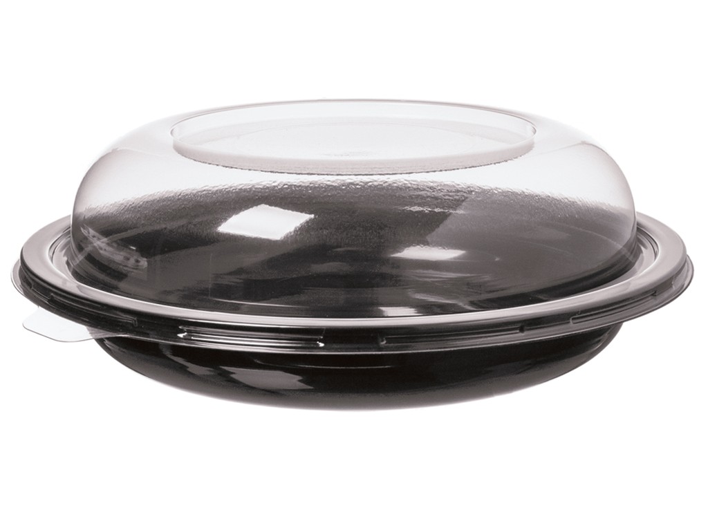 Salatschale komplett mit Deckel, schwarz 750 ml, 22,5 cm Ø, PET