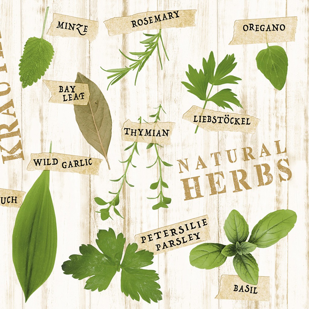 Linclass Serviette Kräuter 40 x 40 cm 1/4 Falz