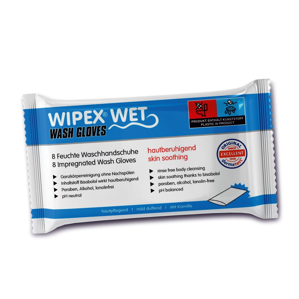 Waschhandschuhe WIPEX WET" getränkt, ca. 20 x 15 cm, nassfest