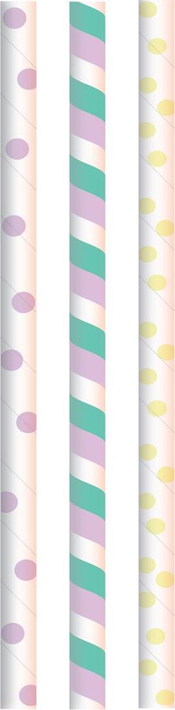 Papier Papiertrinkhalm Punkte Mix Ø 8 mm / 200 mm 23x150