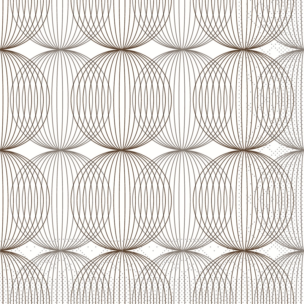 Tissue Serviette Ludo beige grey-braun 24 x 24 cm 1/4 Falz 3-lg.