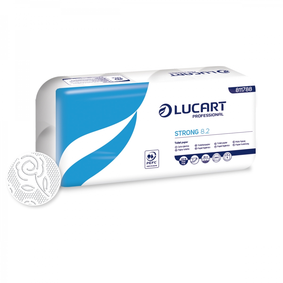 Toilettenpapier "Strong Lucart 8.2" 2-lg. 250 Blatt - Zellstoff