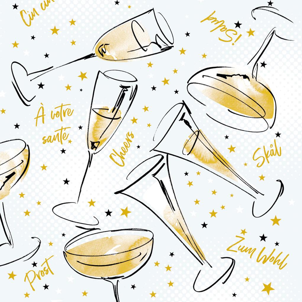 Linclass-Premium Serviette  Cheers 40 x 40 cm 1/4 Falz