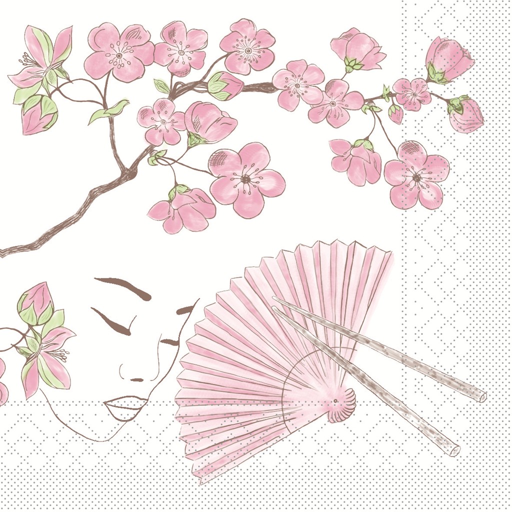 Tissue Serviette Asia 40 x 40 cm 1/4 Falz 3-lg.