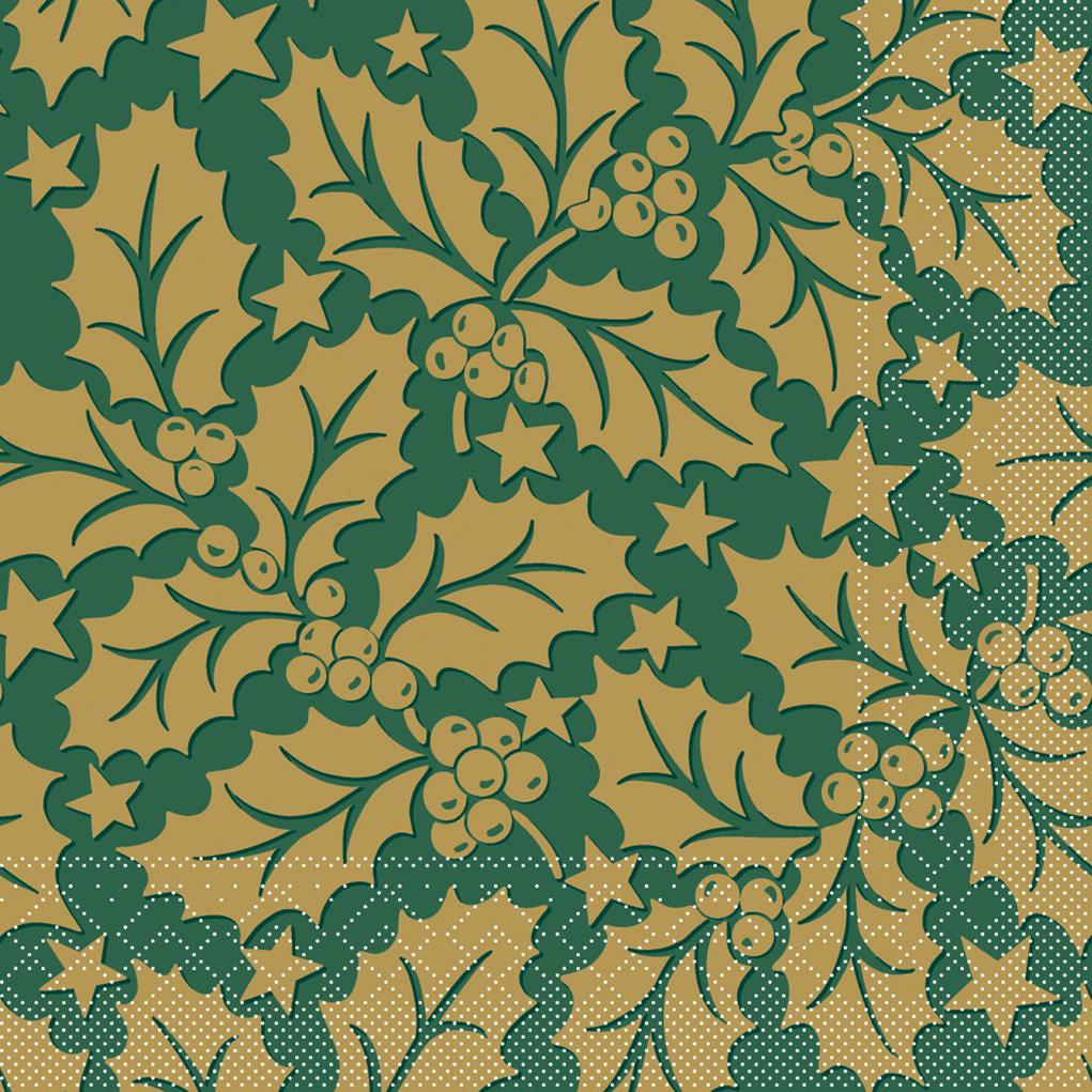Tissue 3-lagig -Serviette Michael grün / 33 x 33 cm 1/4 Falz