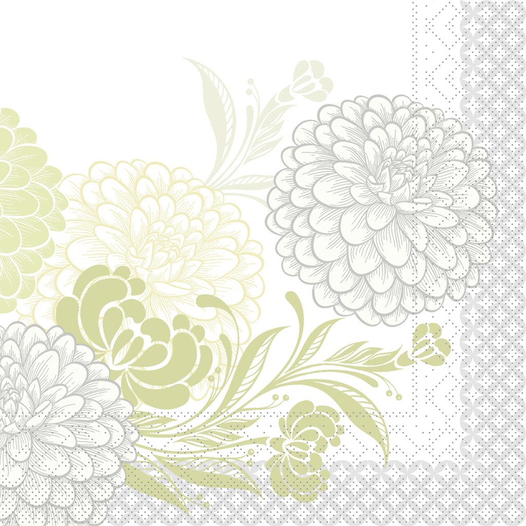 Tissue Serviette Clarissa grün 33 x 33 cm 1/4 Falz 3-lg.