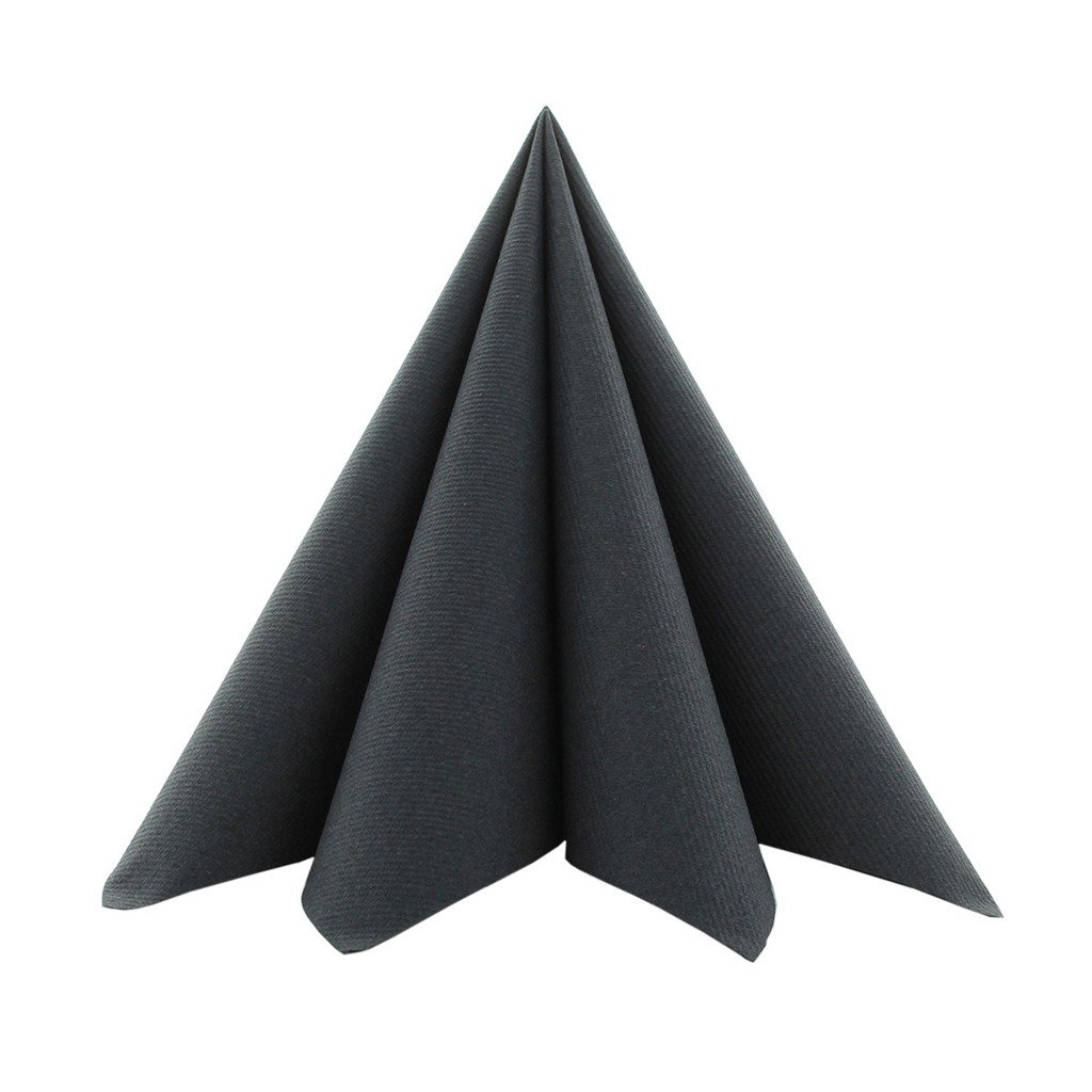 Linclass Serviette Basic schwarz 40 x 40 cm 1/4 Falz