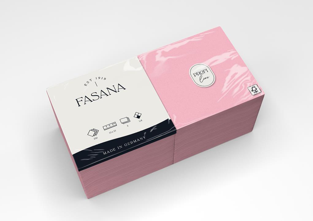 Servietten "Fasana" 3-lg. pink 33x33cm 1/4 Falzung