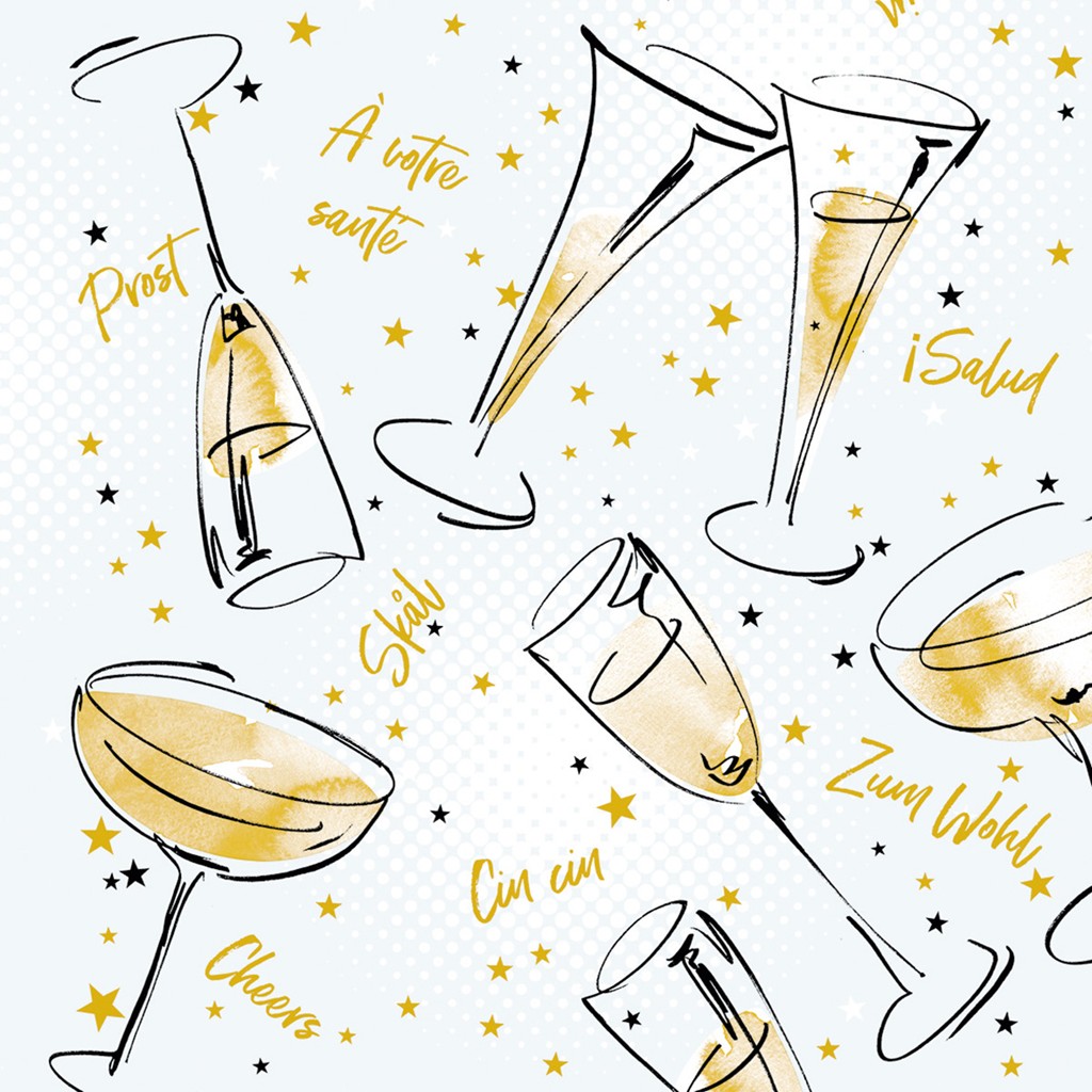 Linclass Serviette Cheers 40 x 40 cm 1/4 Falz