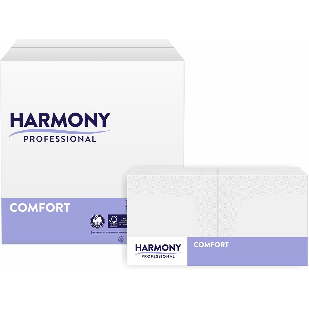 Servietten Harmony 3-lg weiß 40x40cm 1/4 Falzung