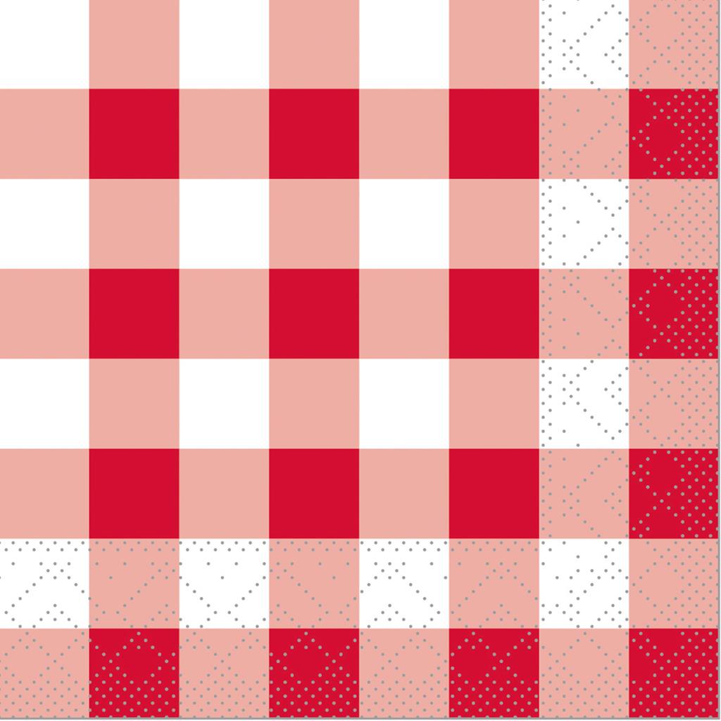 Tissue 3-lg Serviette Karo rot 24 x 24 cm 1/4 Falz