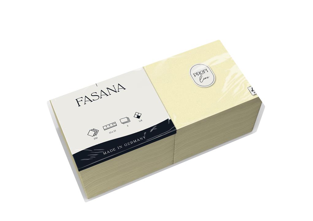 Servietten "Fasana" 3-lg. creme 33x33cm 1/4 Falzung