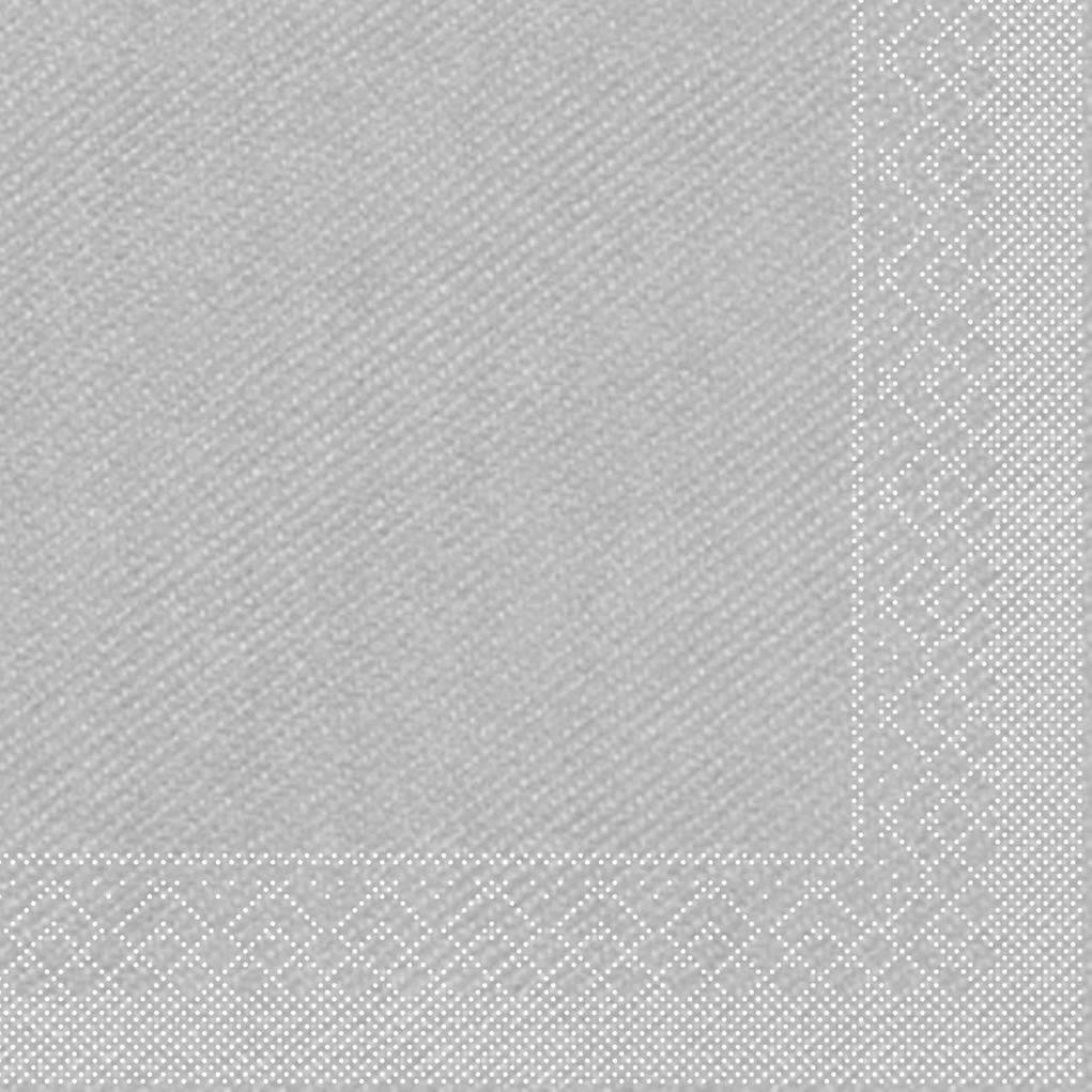 Tissue 3-lagig Serviette Basic silber 40 x 40 cm 1/4 Falz