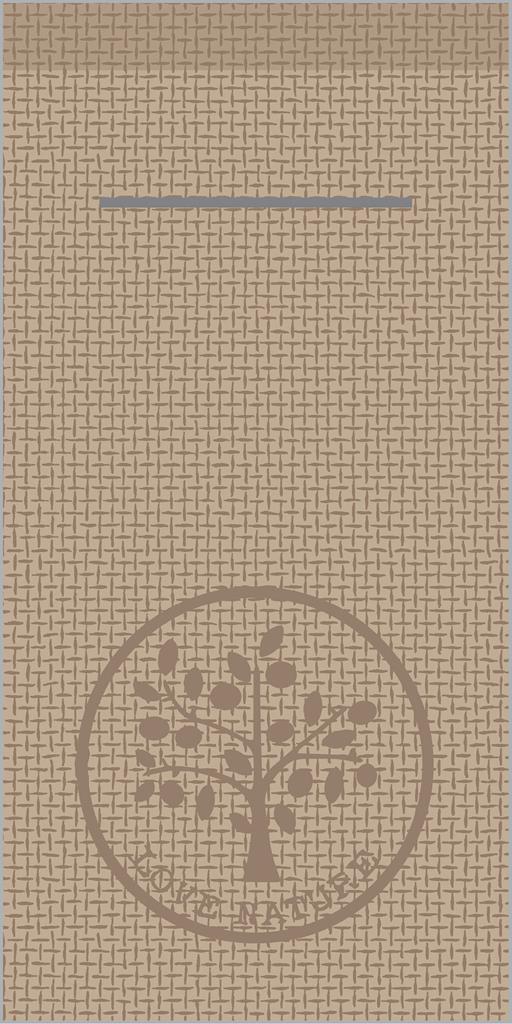 Linclass Pocket-Nap. Love Nature-Jute 40 x 40 cm 1/8 Falz, beige grey