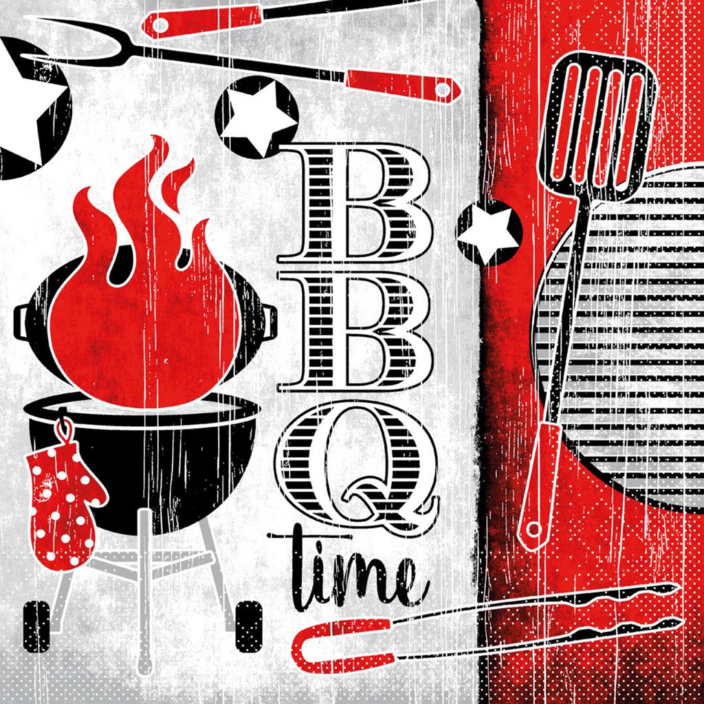 Tissue 3-lg Serviette BBQ-Time 33 x 33 cm 1/4 Falz