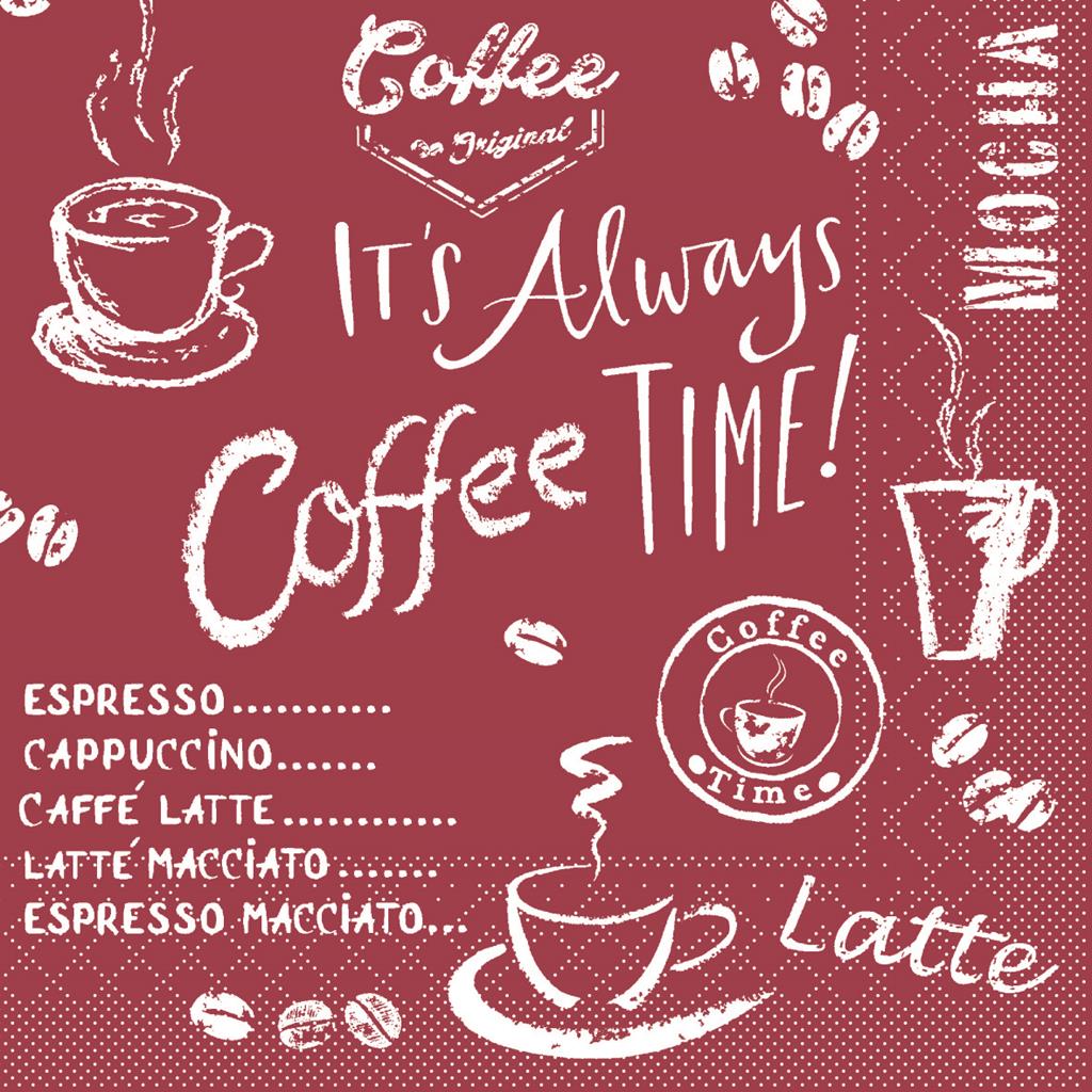 Tissue 3-lg Serviette Coffee time bordea 24 x 24 cm 1/4 Falz