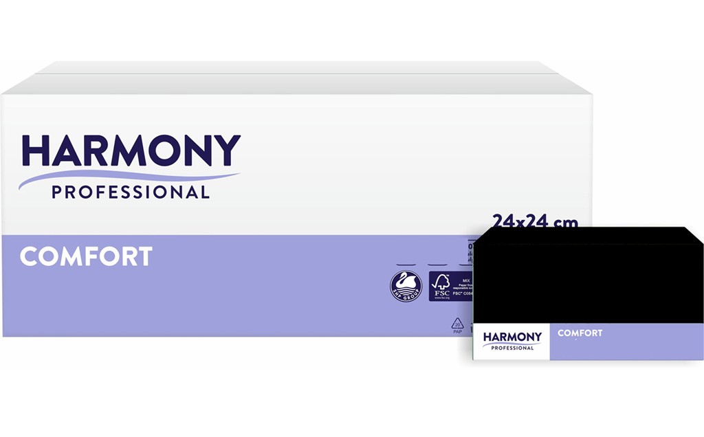 Servietten Harmony 3-lg schwarz 24x24cm 1/4 Falzung
