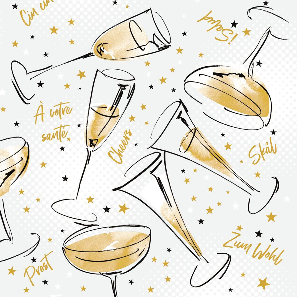 Linclass-Premium Serviette  Cheers 40 x 40 cm 1/4 Falz