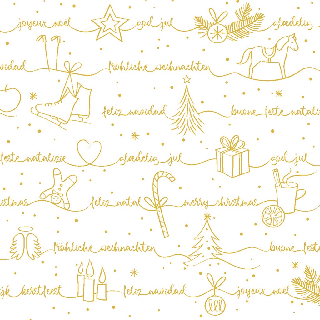 Tissue 3-lagig Serviette Ravin gold-weis 24 x 24 cm 1/4 Falz