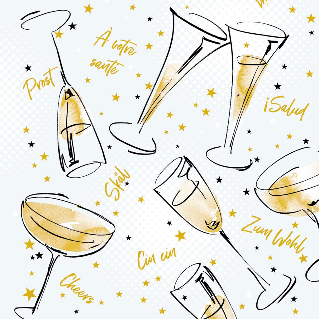 Linclass Serviette  Cheers 40 x 40 cm 1/4 Falz