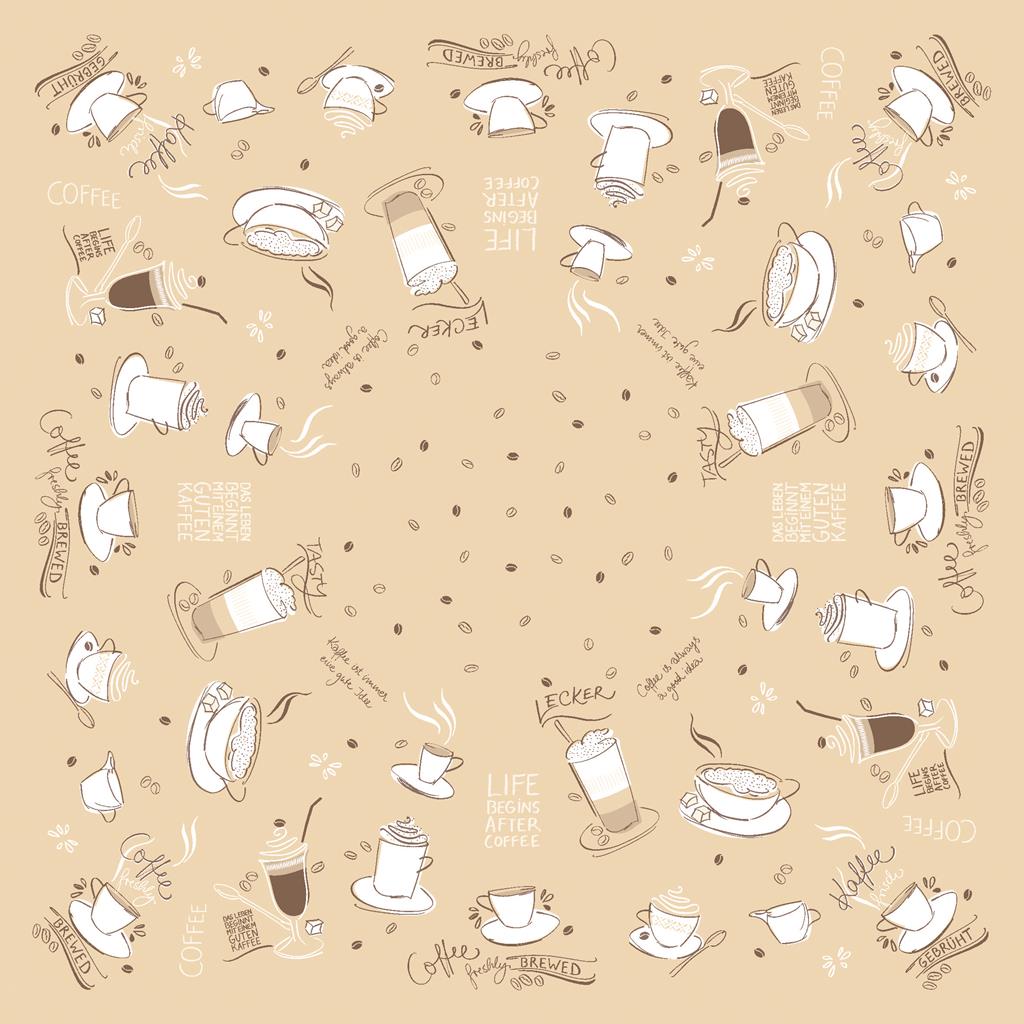 Linclass Tischdecke Tasty Coffee braun 80 x 80 cm 1/8-Falz