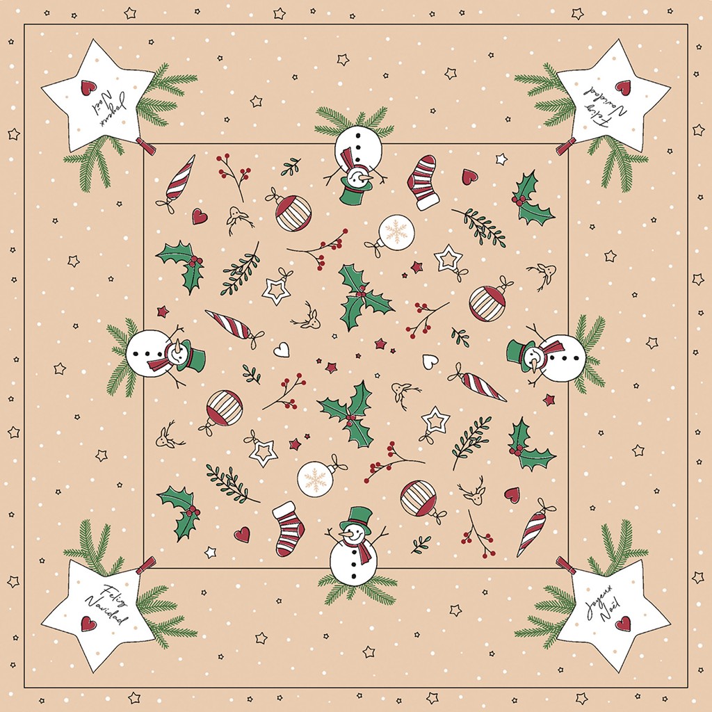Linclass-Premium Tischdecke Snowman 80 x 80 cm 1/8-Falz