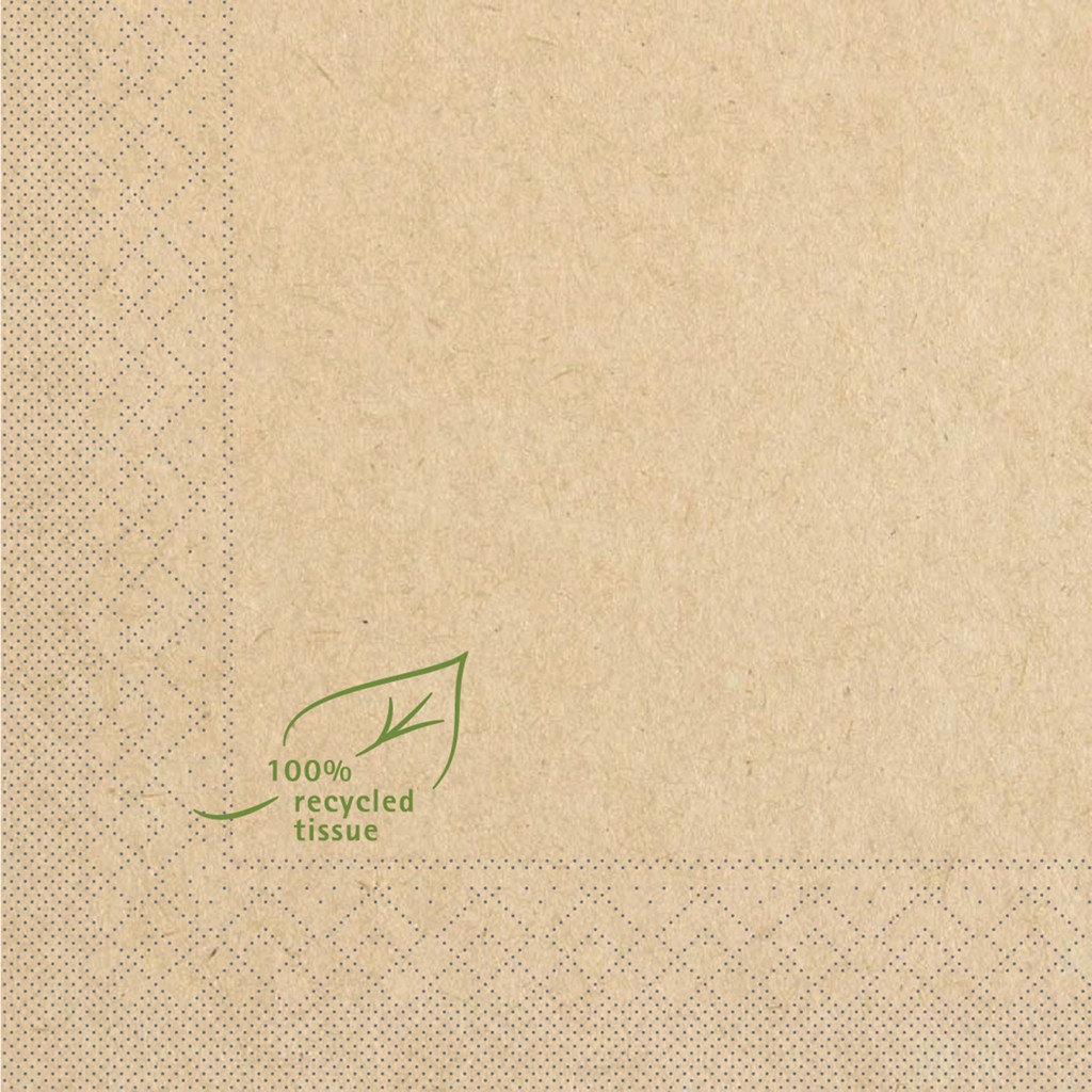 Tissue Serviette Recycled Tissue 40 x 40 cm 1/4 Falz 3-lg.