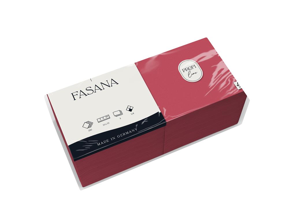 Servietten "Fasana" 3-lg. bordeaux 33x33cm 1/4 Falzung