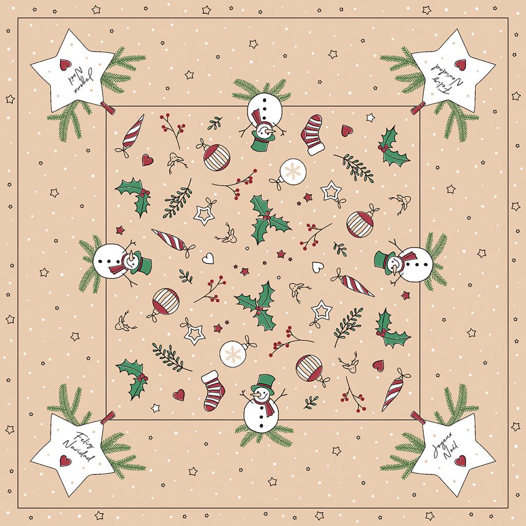 Linclass Tischdecke  Snowman 80 x 80 cm 1/8-Falz