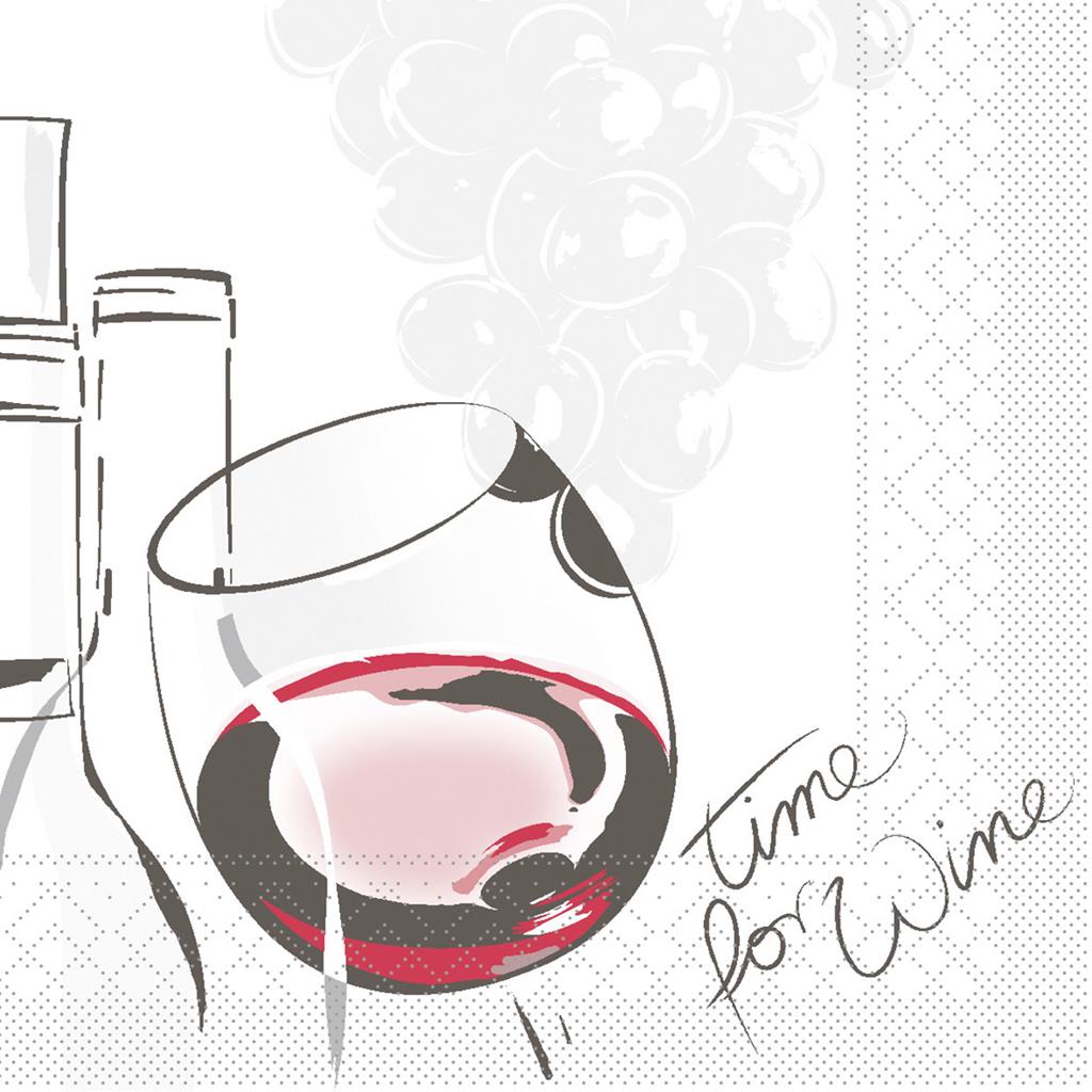 Tissue 3-lg Serviette Time for wine 24 x 24 cm 1/4 Falz