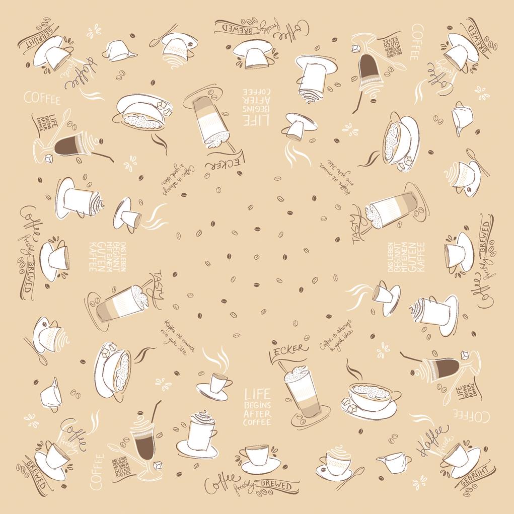 Linclass Tischdecke Tasty Coffee braun 80 x 80 cm 1/8-Falz Linclass Tischdecke Tasty Coffee braun 80 x 80 cm 1/8-Falz