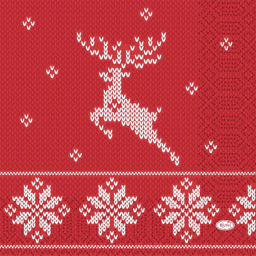 Zelltuchserviette Knitted Traditions 33 x 33 cm, 3-Lagig, 1/4-Falz