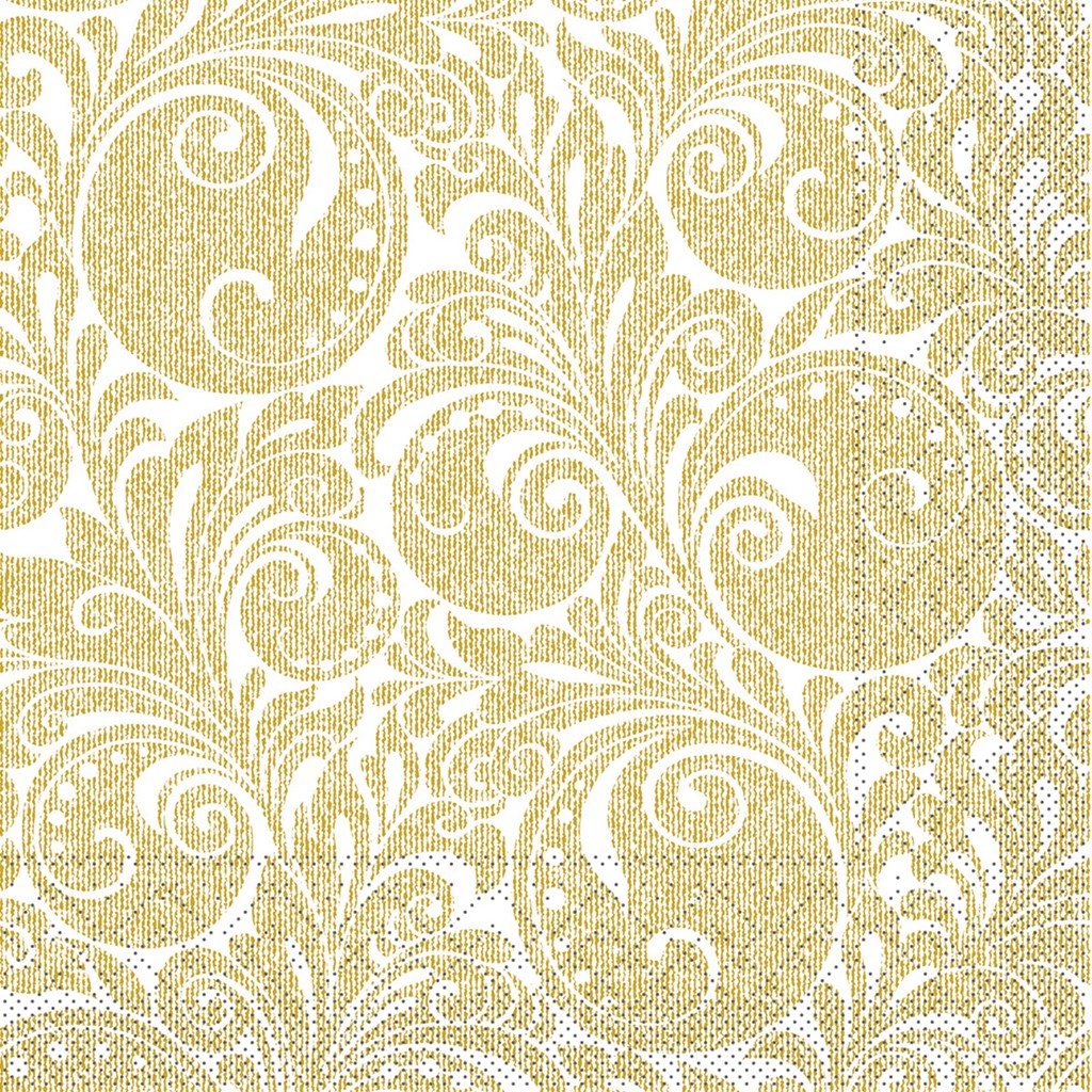 Tissue Serviette Jordan weiss-gold 33 x 33 cm 1/4 Falz 3-lg.