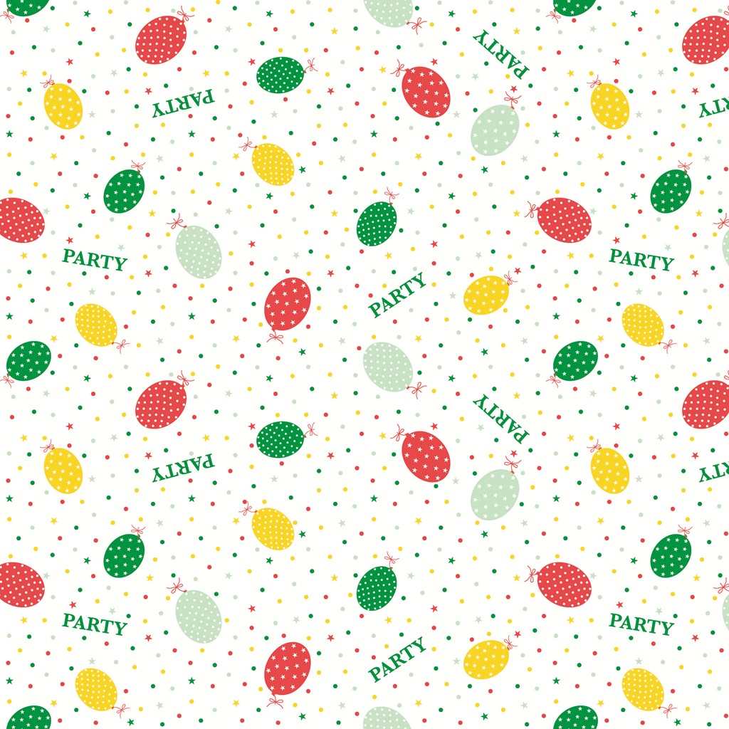 Linclass Tischdecke Party Ballons rot-gr 80 x 80 cm 1/8-Falz