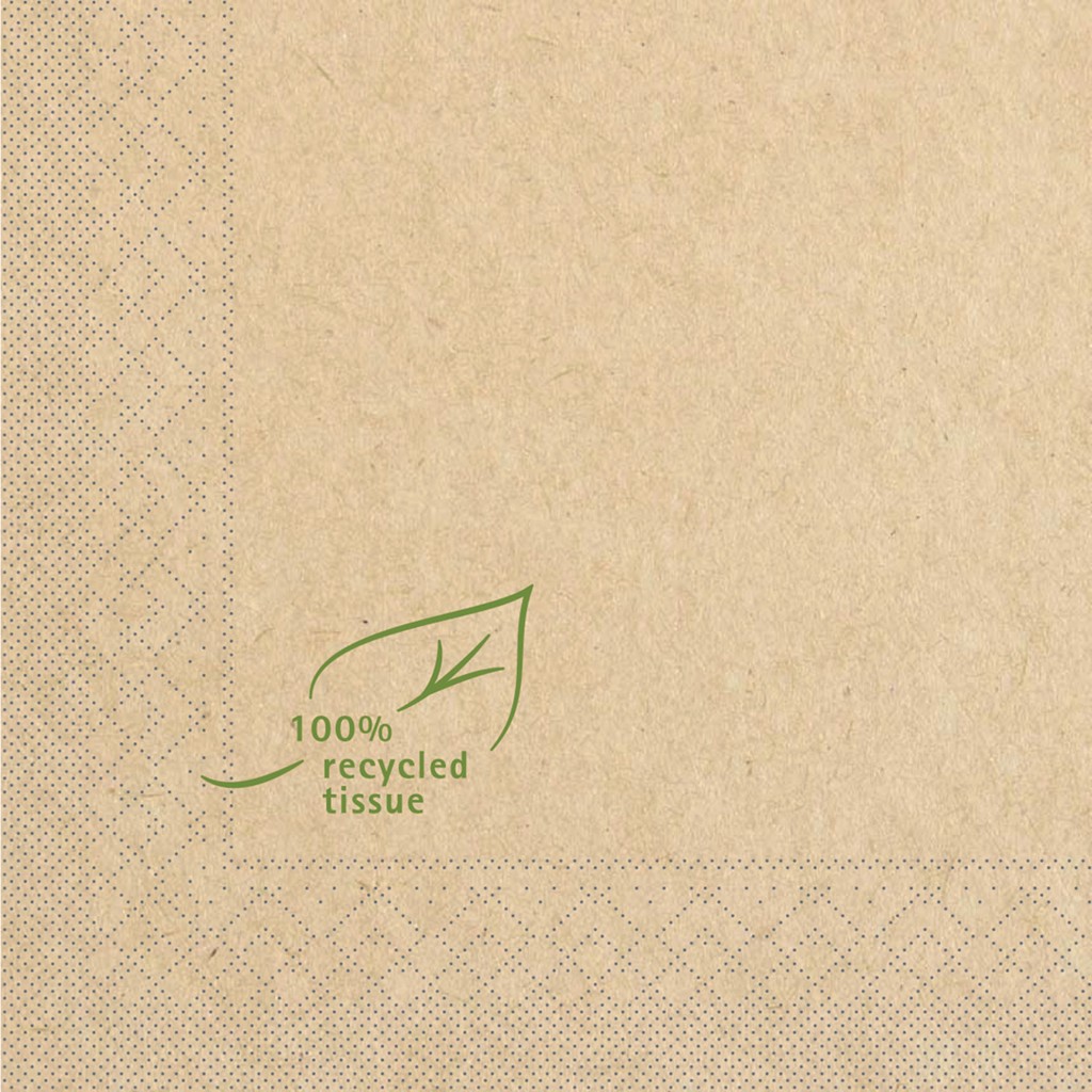 Tissue Serviette Recycled Tissue 33 x 33 cm 1/4 Falz 3-lg.