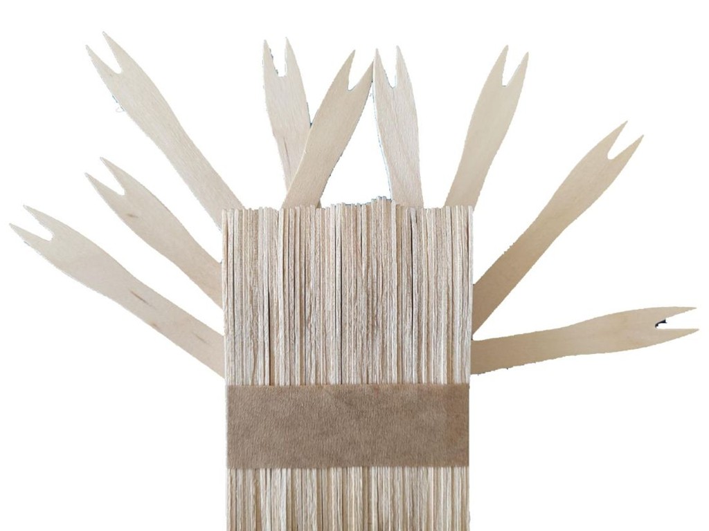 Pommes/Schaschlik-Gabeln HOLZ 85mm,